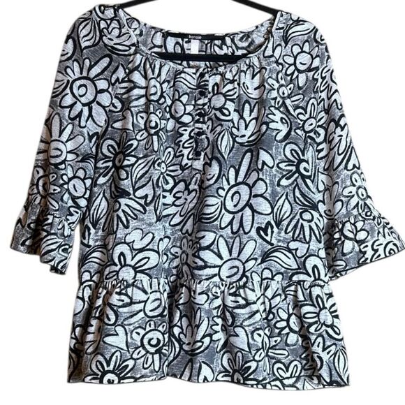 Kensie Black and White Floral Blouse Size Medium 📦 - Picture 7 of 7